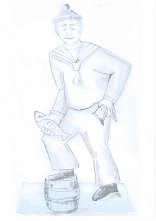 Skizze der Vegesacker Jungen Figur von Thomas Recker