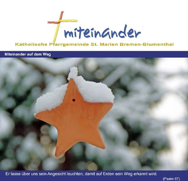 Holzstern mit Schnee drauf